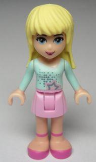 LEGO Minifigure-Stephanie, Bright Pink Skirt, Light Aqua Long Sleeve Top-Friends-FRND003-Creative Brick Builders